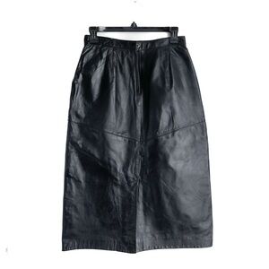 Evan Davies Petites Black Leather Pencil Skirt Size Size 6 Petite